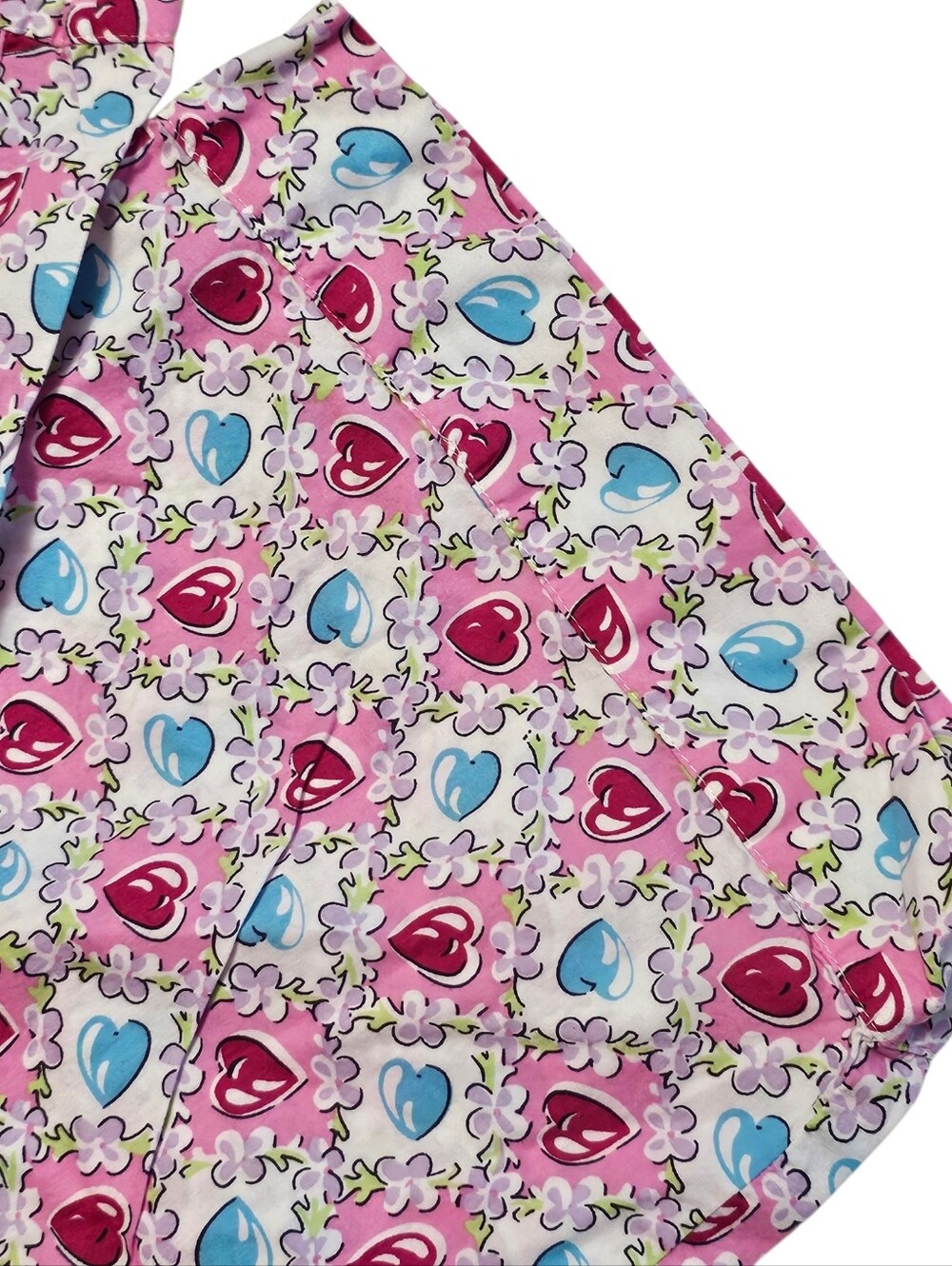 Nick & Nora Pajama Set Womens Size XXL 100% Cotton Hearts Multicolor Retro - Picture 10 of 12
